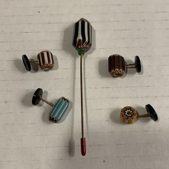 CUFF Links Set With Tie Tack- Vintage - Picture 11 of 11